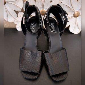 Franco Sarto Black Textured Heels